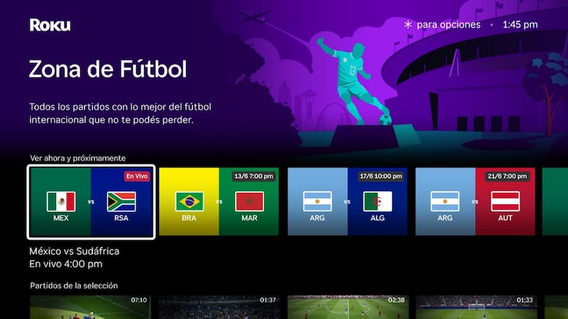 La Zona Fútbol de Roku que permitirá seguir mejor el Mundial.