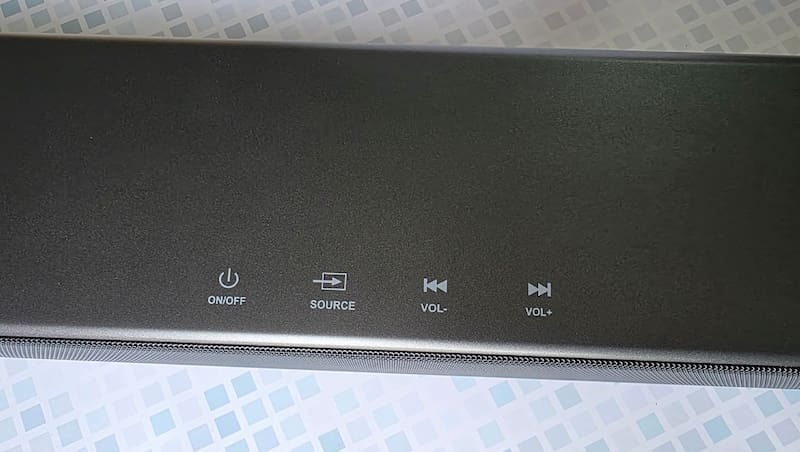 El panel de control táctil de la barra de sonido 2.1 Stern.