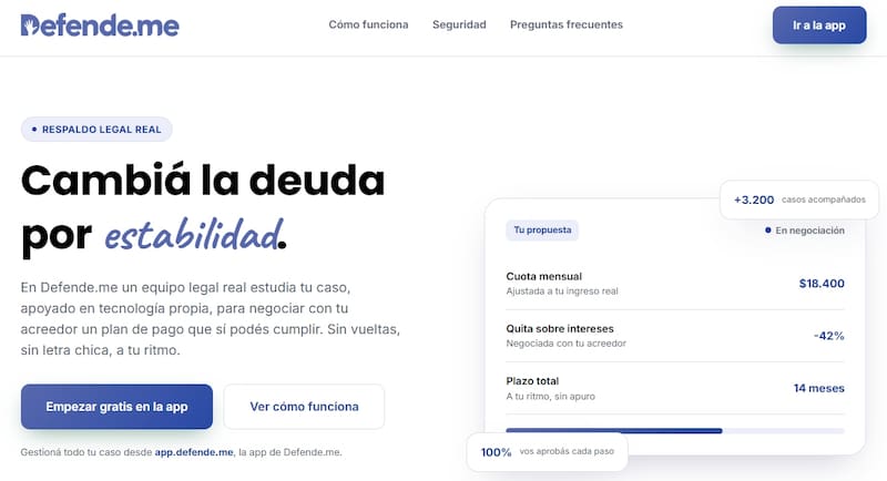 Defende.me brinda un equipo de asesores y especialistas para negociar acuerdos de deuda.