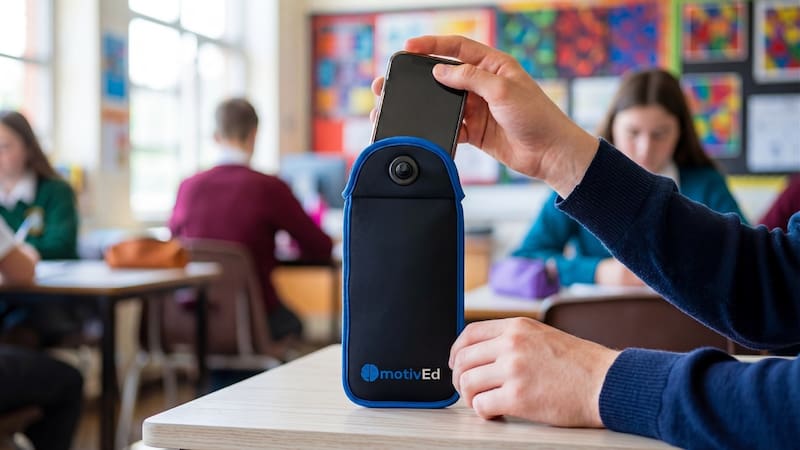 El sistema de MotivEd utiliza fundas que bloquean la señal, como parte de una propuesta más completa.