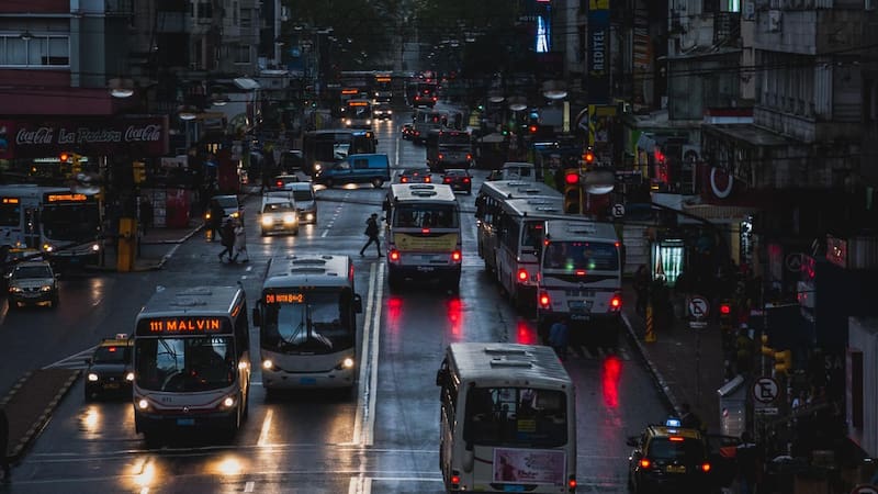 Paro de ómnibus este lunes, en Montevideo.