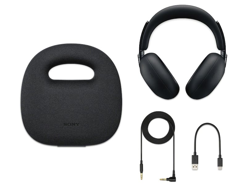 El estuche también transmite calidad y viene con accesorios simples: cable de audio de 3,5 mm y adaptador USB-C para la carga de energía.