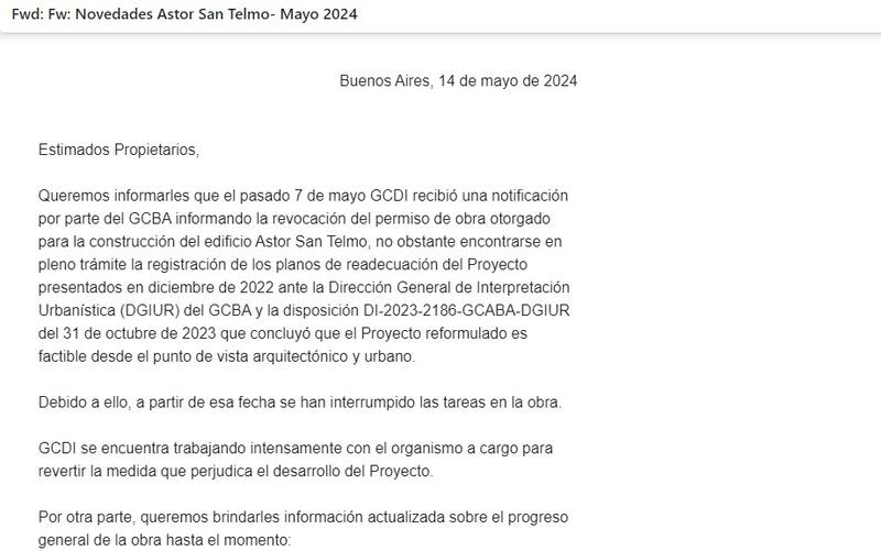 El mail de GCDI que les llegó ayer a los compradores.