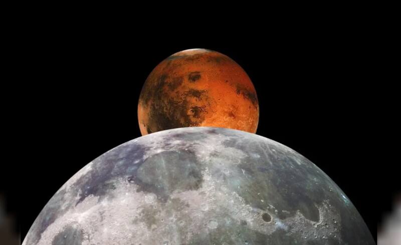 Alineación de la Luna y Marte