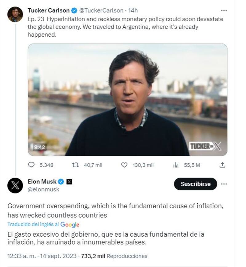 Elon Musk habló sobre la inflación argentina y fue contundente: "El gasto excesivo..."