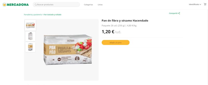 El Pan de fibra y sésamo Hacendado destaca por sus beneficios digestivos. (Foto: mercadona.es)