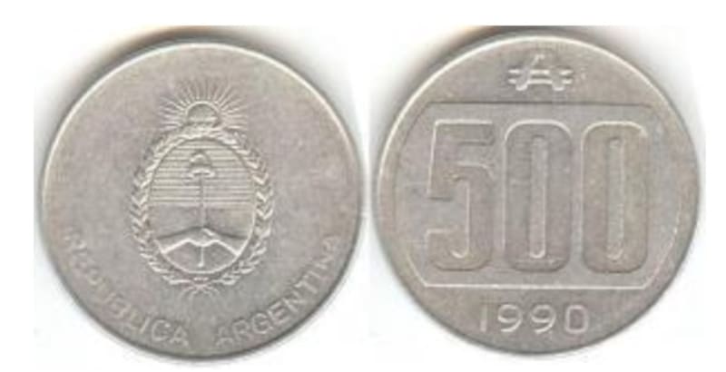 El valor de la moneda de 500 australes ha aumentado considerablemente, superando los $100.000 en el mercado (Fuente: foronum.com)