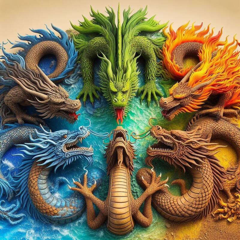 Representaciones de dragones para el Año Nuevo Chino.