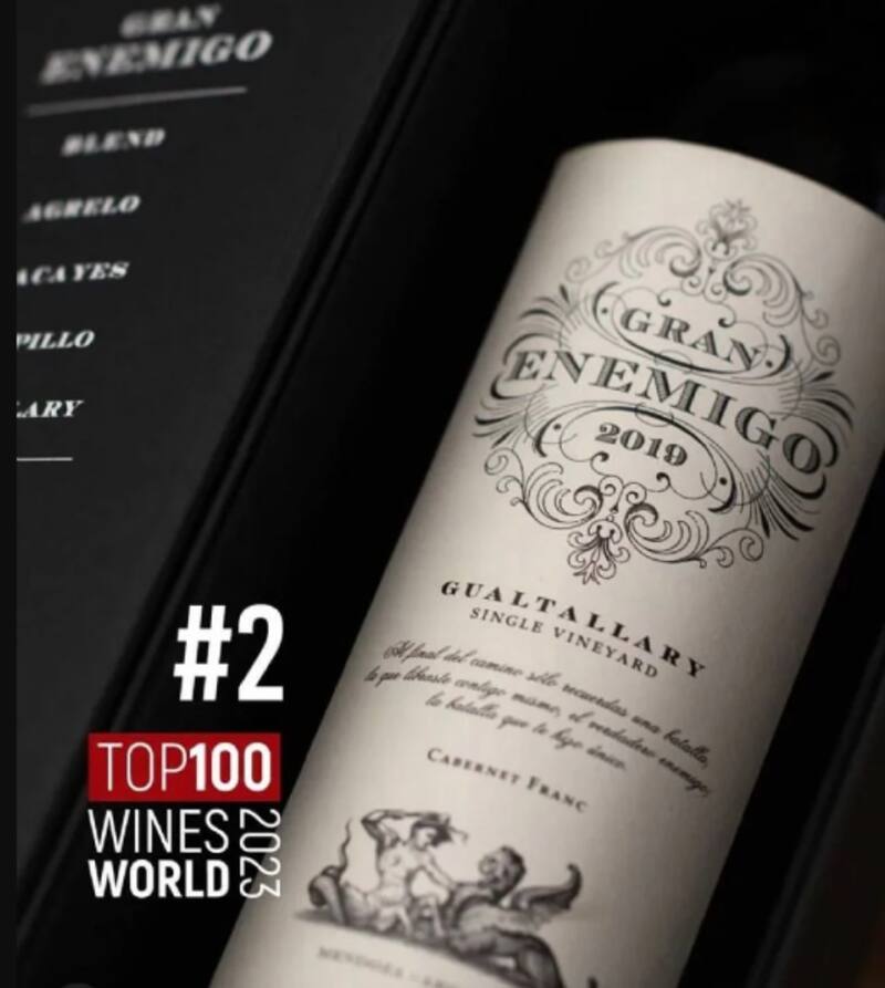 El Enemigo Cabernet Franc Gualtallary Gran Enemigo Single Vineyard 2019, elegido el segundo mejor vino del mundo