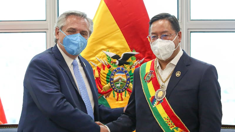 El presidente Alberto Fernández y su par de Bolivia Luis Arce, un protegido de Evo Morales.