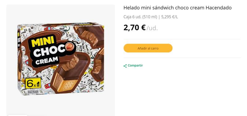 Mercadona: este helado es una de las grandes novedades de la cadena para este verano. (Foto: www.mercadona.es).