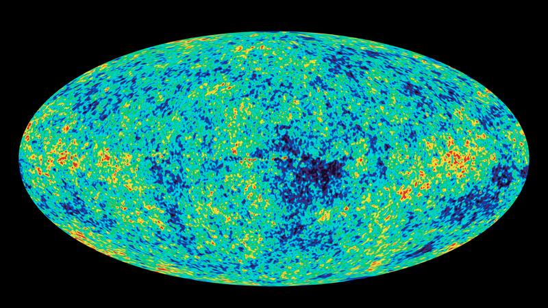 Imagen de la sonda WMAP de la anisotropía de la temperatura de la radiación cósmica de fondo.