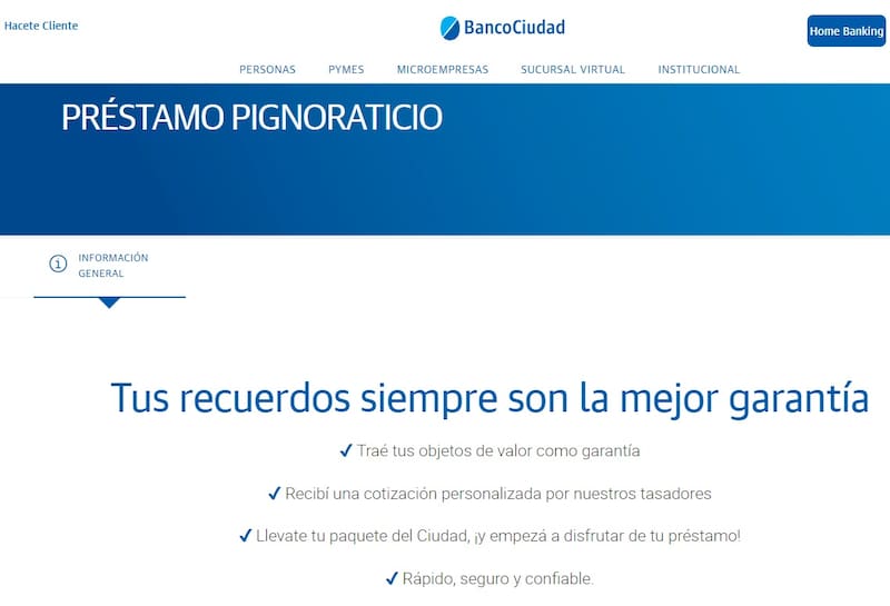 El crédito pignoraticio del Banco Ciudad, una alternativa más que atractiva (Fuente: www.bancociudad.com.ar)