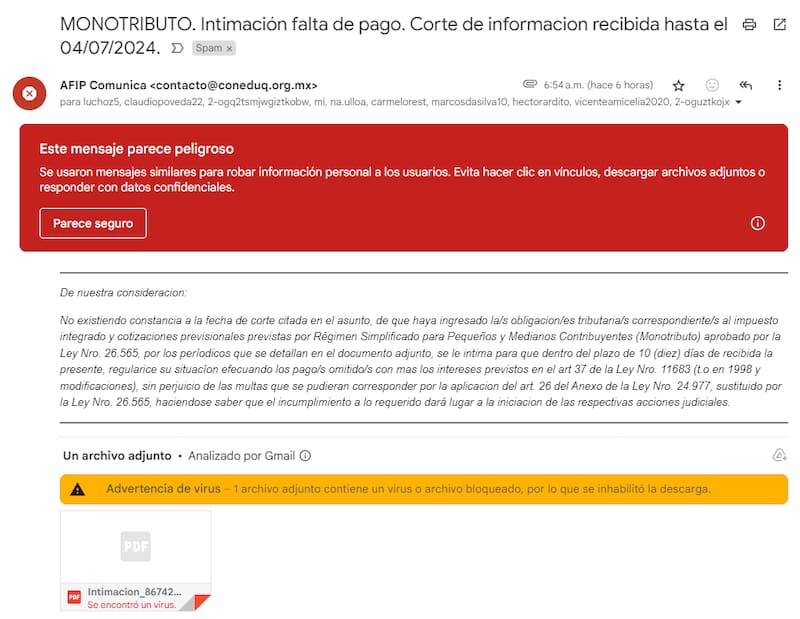Uno de los correos que pueden recibir los usuarios en sus correos (Fuente Twitter: @elchicodlasmillas)