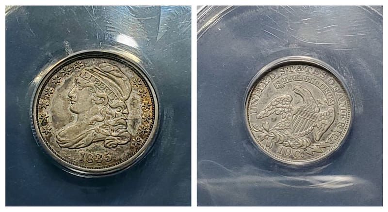 Así luce la moneda de 10 centavos hallada por Murry Crowe, subastada en 1990 por más de 46,000 dólares. Foto: ebay.com
