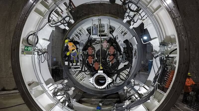 La tuneladora de Aysa en el Riachuelo.