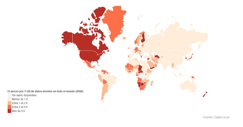 Infografía del precio de internet a nivel mundial (Fuente: Hellosafe)