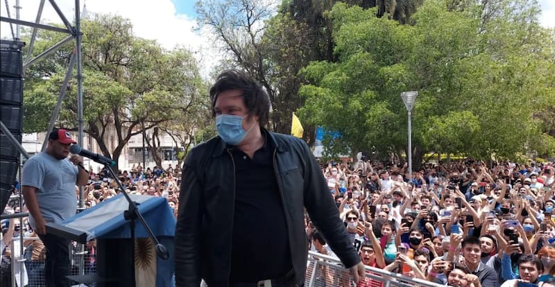 Milei en su última visita a La Rioja, en 2021