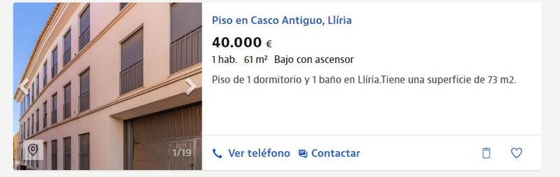 Piso en Llíria por 40.000 euros. (Foto: captura Idealista).