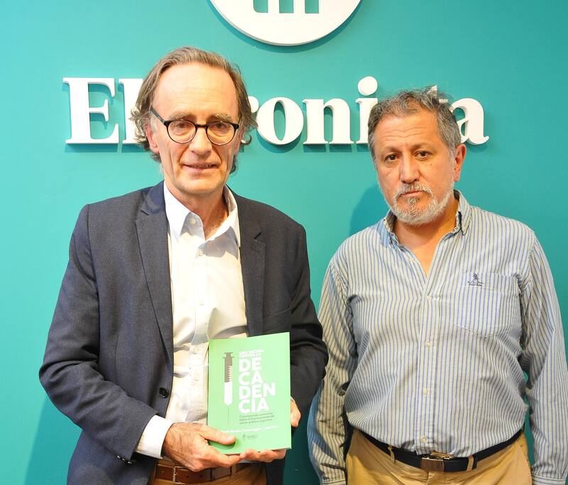 El ministro cordobés Osvaldo Giordano con Jorge Colina de IDESA en la redacción de El Cronista
