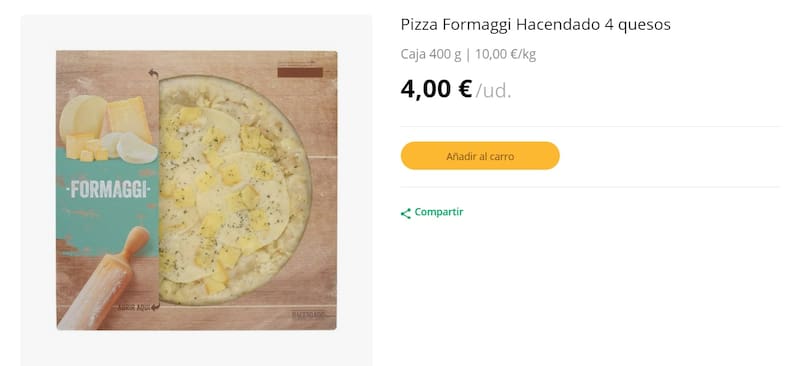 Esta es la deliciosa pizza 4 quesos que arrasa entre los clientes de Mercadona. (Foto: www.mercadona.es).