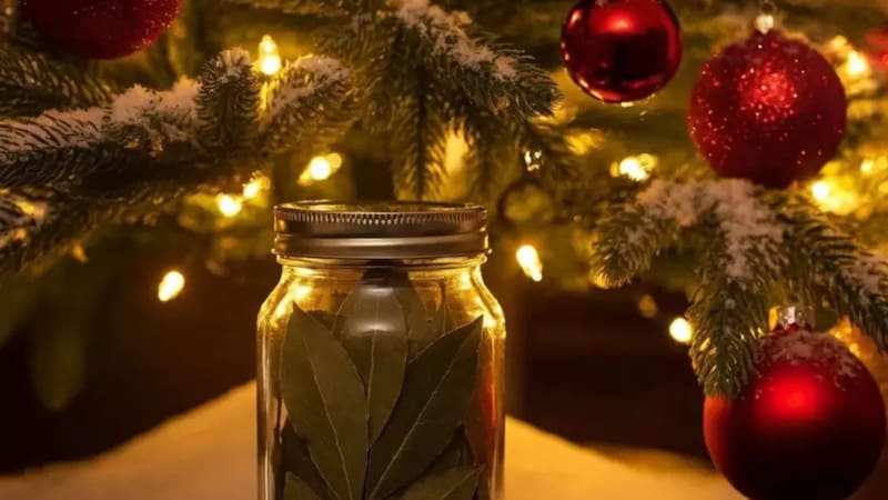 Decoraciones navideñas minimalistas con tonos neutros y materiales naturales en un salón moderno.