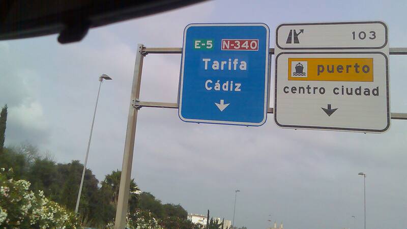 Letrero de la N-340 a su inicio en Algeciras.