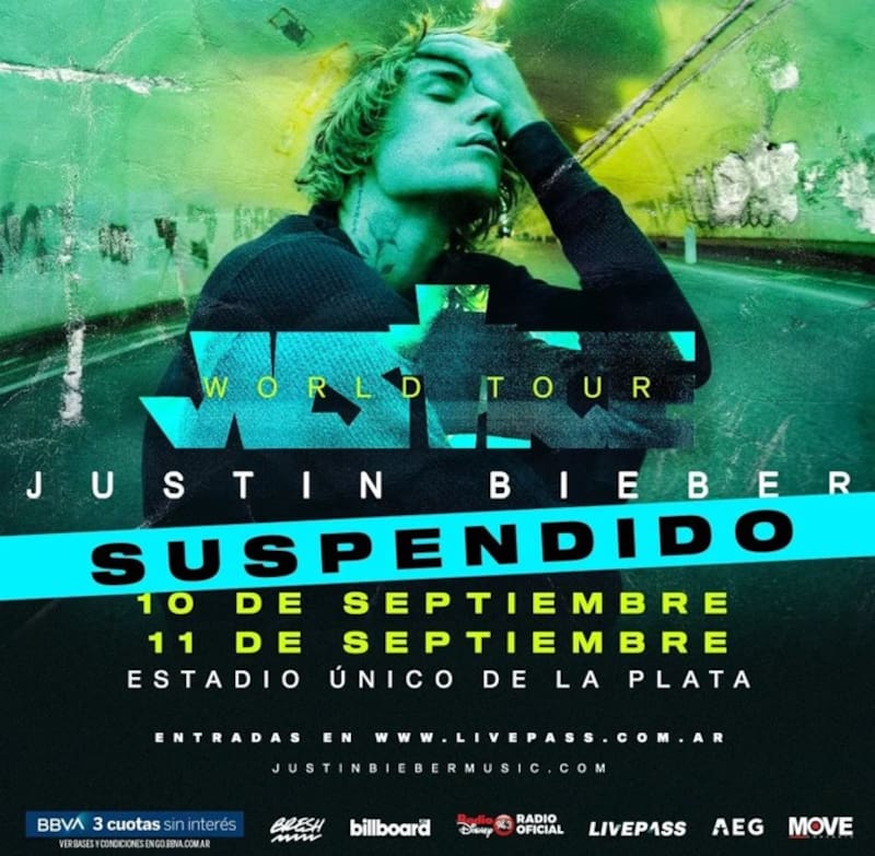 Los dos show de Justin Bieber en Argentina fueron cancelados