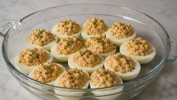 El truco de los chefs para preparar huevos rellenos de atún en solo 12 minutos