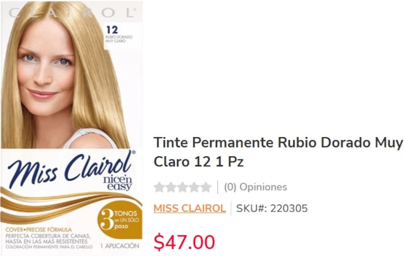 Profeco recomienda a Miss Clairol como el mejor tinte para el cabello por su alta cobertura de canas y precio accesible. Fuente: heb.com.mx
