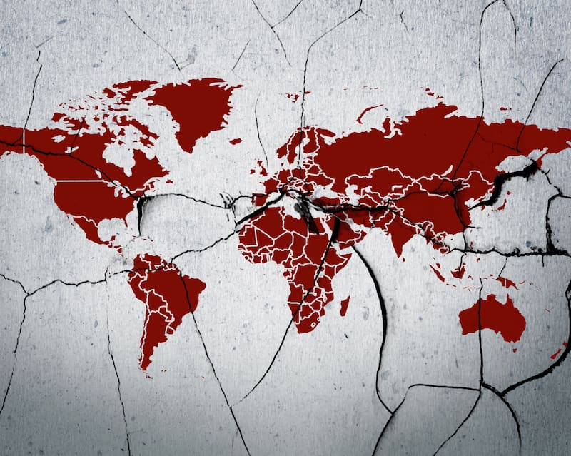Fragmentación del mundo en guerra. Fuente: Shutterstock