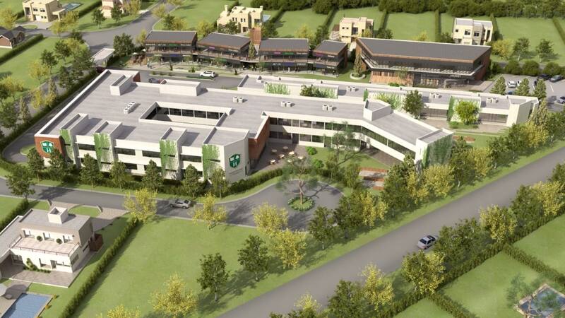 Haras del Sur College se inauguró en 2019, el Centro Comercial (enfrente) está pronto a inaugurarse
