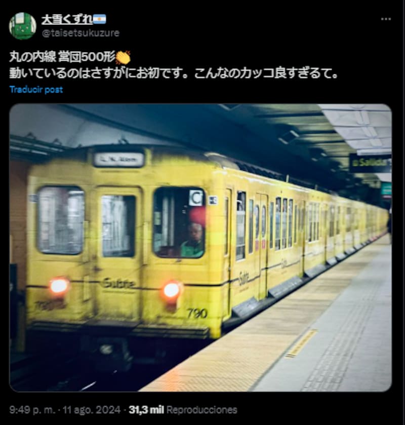 El estudiante japonés visitó el subte porteño. (Foto: Twitter @taisetsukuzure).