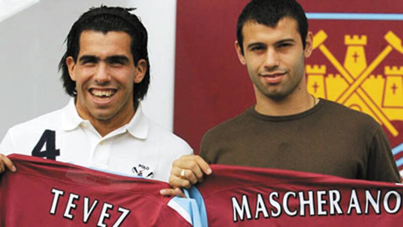 Carlos Tevez y Javier Mascherano, en ocasión de su pase al West Ham