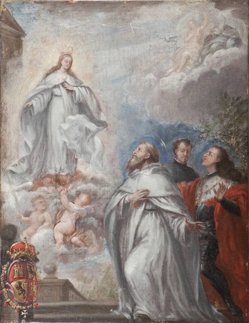 Aparición de la Virgen de la Merced a San Pedro Nolasco y Carlos de Austria como Príncipe de Asturias, futuro Carlos II de España.