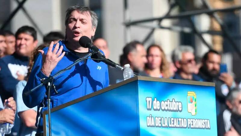 Máximo Kirchner en el acto del 17 de octubre en Plaza de Mayo