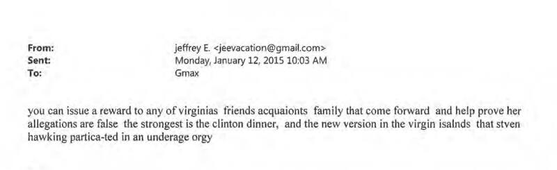 El correo electrónico donde Epstein menciona a Stephen Hawking.