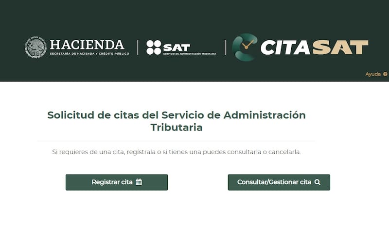 Solicitud de citas del SAT. Fuente: SAT.