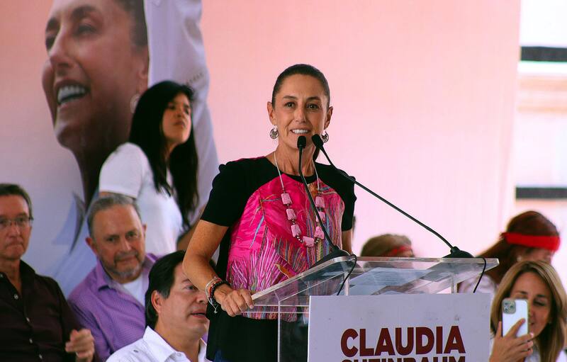 La candidata presidencial del oficialismo mexicano, Claudia Sheinbaum, participó en un acto político este sábado en la ciudad de Celaya (México). Foto: EFE.