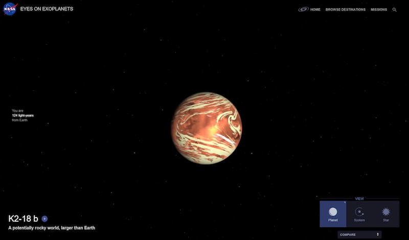 El exoplaneta K2-18b según la NASA.