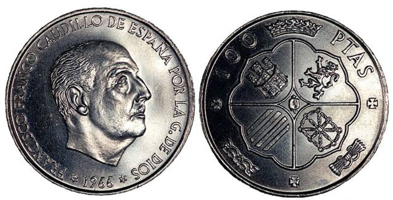 100 pesetas de 1966. Fuente: Wikipedia.