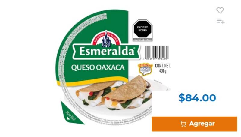 El queso Oaxaca Esmeralda ha sido certificado por la Profeco como un producto de excelente calidad. Fuente: chedraui.com.mx