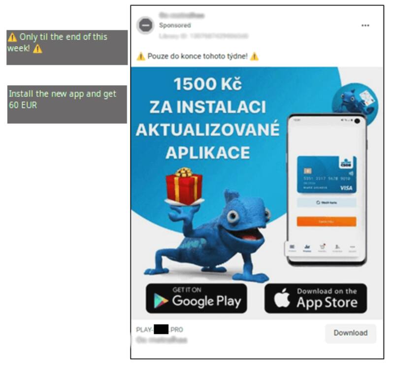 Ejemplo de anuncio malicioso utilizado en estas campañas. (Imagen: ESET)