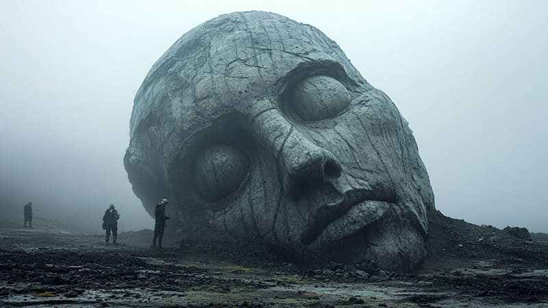 Representación de un hombre gigante realizada con IA.