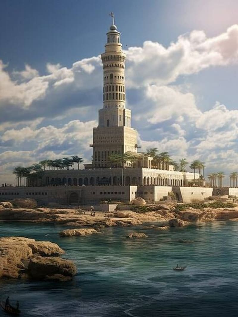 Faro de Alejandría (Midjourney).