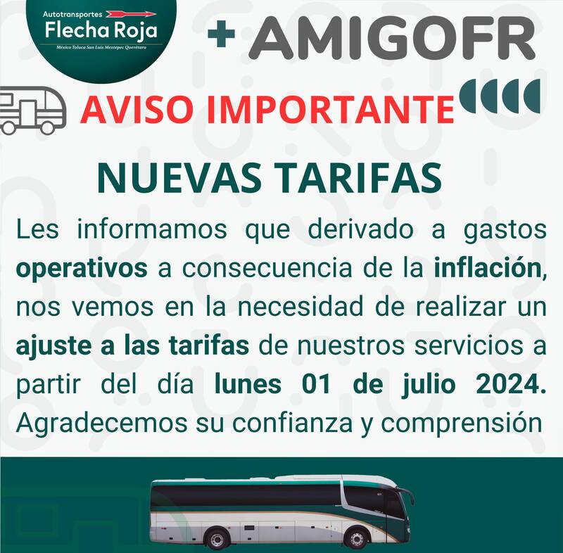 Aumenta el transporte público en Edomex: conoce cuánto costará viajar a partir de ahora. Fuente: Flecha roja.