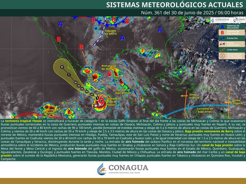 El pronóstico del tiempo para México durante este lunes 30 de junio de 2025. Foto: Archivo.
