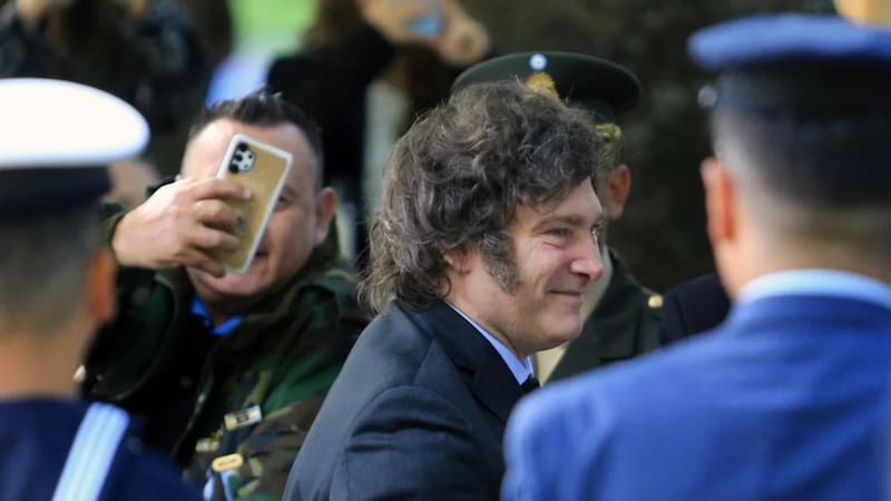 Javier Milei en el acto por el 42° aniversario de la Guerra de Malvinas este martes.