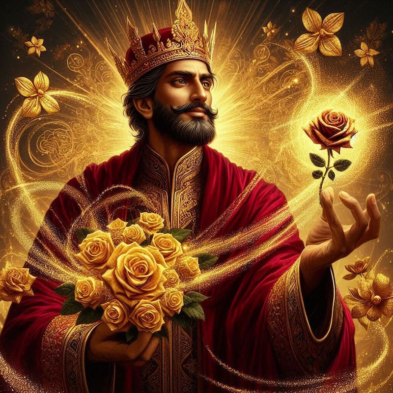 Ilustración digital del Rey Midas. Fuente: Bing AI.