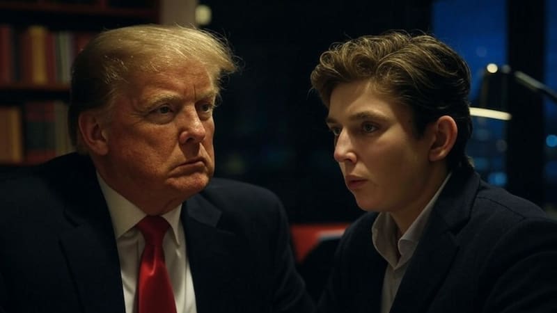 Donald Trump y su hijo menor Barron Trump.